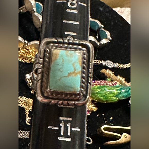 Carolyn Pollack Southwestern Sterling Silver & Turquoise Ring Sz 10 - Picture 4 of 8